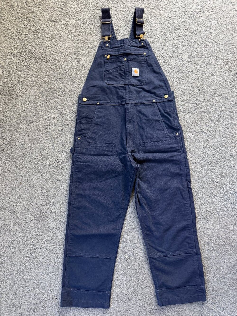 Carhartt R01-M Navy Blue Duck Bib Overalls in Men's Size 36x30 - Excel. Like New